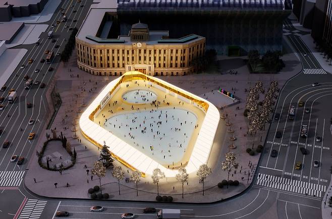 The Seoul Plaza ice skating rink in Jung District, central Seoul, will open for the 2025-26 winter season on Dec. 19. [SEOUL METROPOLITAN GOVERNMENT]