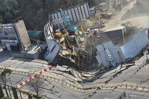 광명시 신안산선 공사장 지하 붕괴 현장. [사진=연합뉴스]