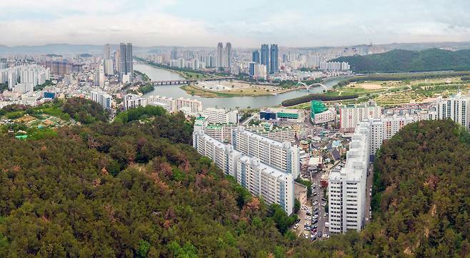 울산시가 2040년 생활인구 158만명의 영남권 초광역 중심도시로 도약한다는 청사진을 밝혔다. 사진은 태화강국가정원을 중심으로 조성된 울산 시가지 전경 [울산시 제공]