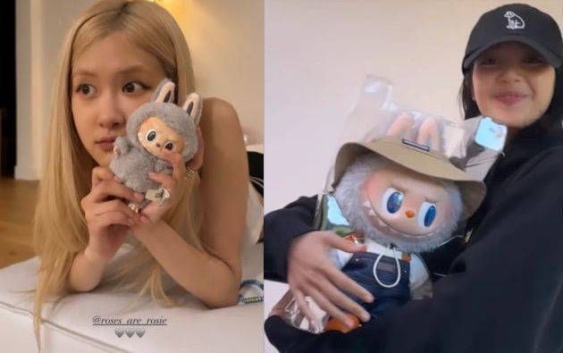 '라부부'와 함께 찍은 사진을 사회관계망서비스(SNS)에 올린 블랙핑크 로제와 리사. 로제, 리사 인스타그램