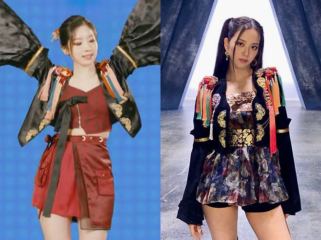 Twice's Dahyun, left, and Blackpink's Jisoo [SCREEN CAPTURE]
