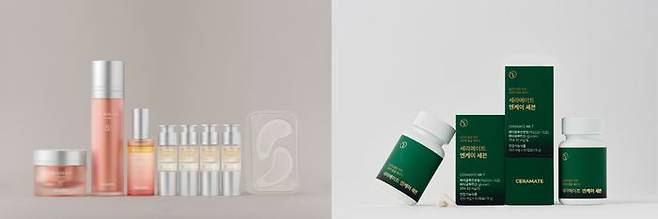(왼쪽부터) 세라젬 NK라인업 화장품 ‘셀루닉 엔케이 액티베이터’, 건강기능식품 ‘세라메이트 엔케이 세븐’.ⓒ세라젬