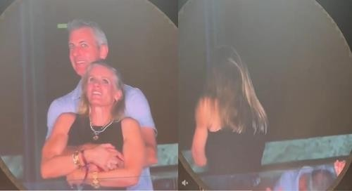 불륜 정황이 포착된 콜드플레이 콘서트 전광판 영상. [틱톡 @instaagraace 계정 캡처]