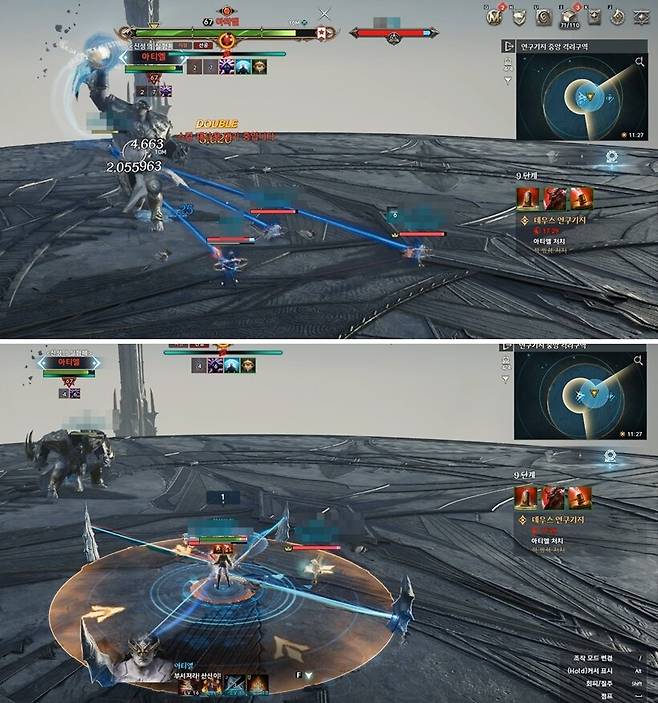 ▲ 다중 사슬 패턴은 3명이 뭉쳐서 이동해야 다음에 오는 함께 맞아야 하는 패턴 대처가 쉽다