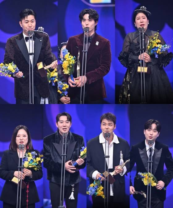 (왼쪽 위부터 시계 방향으로) 김종민 박보검 김영희 이찬원 전현무 붐 김숙 /사진제공=KBS