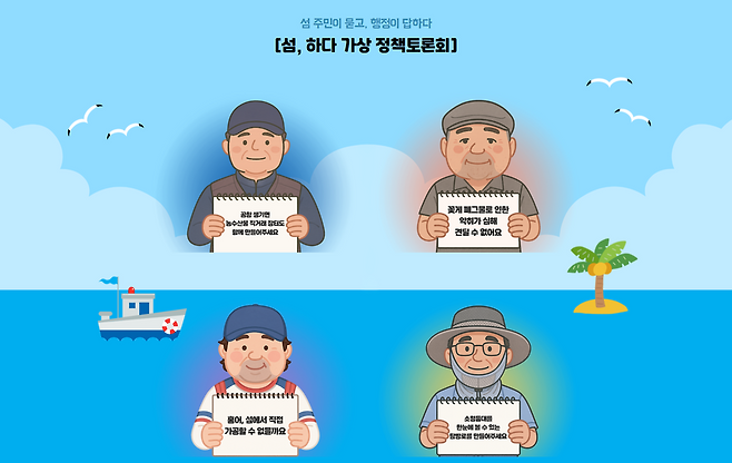 ▲ 인천일보 '섬, 하다' 가상 정책토론회 페이지. 섬 주민이 묻고 행정이 답하는 형식으로 현장의 목소리를 담았다. /자료 출처='섬, 하다' 페이지 갈무리