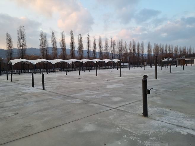 광나루 한강공원 피클볼장 조성 현장. /김양혁 기자