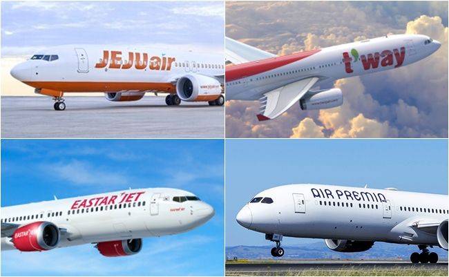 (왼쪽부터 시계방향) 제주항공, 티웨이항공, 에어프레미아, 이스타항공 항공기 ⓒ각사