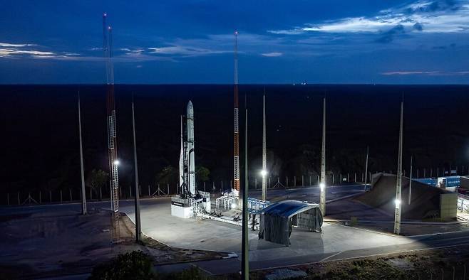 브라질 알칸타라우주센터에서 발사 대기 중인 이노스페이스의 소형 발사체 ‘한빛-나노’. 이노스페이스 제공