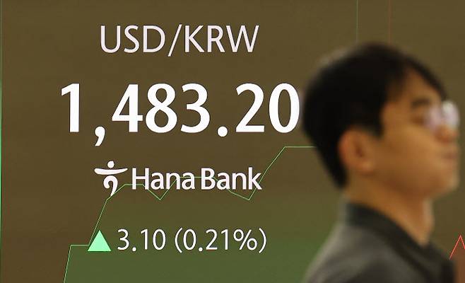 23일 오전 서울 중구 하나은행 본점 딜링룸 현황판에 원·달러 환율이 표시돼 있다. (사진= 연합뉴스)