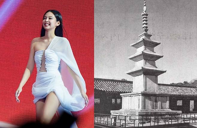 제니가 대상을 수상할 때 착용한 석가탑 드레스 [르쥬 인스타그램  캡처]