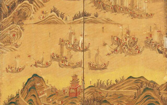 국립중앙박물관에서 열리고 있는 ‘우리들의 이순신’ 특별전이 개막 19일 만에 관람객 5만명을 돌파하며 큰 인기를 얻고 있다. 사진은 국립중앙박물관 소장 ‘정왜기공도’ 중 이순신 장군이 전사한 노량해전 묘사 장면. 국립중앙박물관 제공