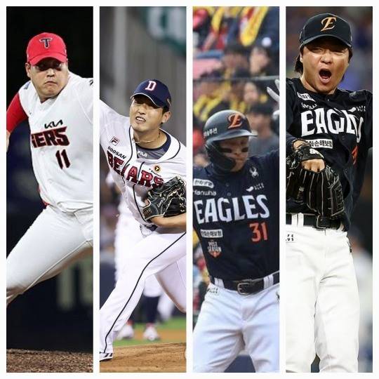 왼쪽부터 조상우, 홍건희, 손아섭, 김범수 [연합뉴스]