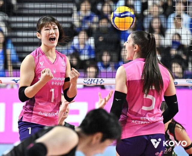 흥국생명 김다은과 피치./KOVO