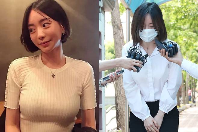 2019년 7월 마약 투약 혐의로 구속기소된 남양유업 창업주 외손녀 황하나씨가 1심에서 징역 1년에 집행유예 2년을 선고받고 경기도 수원시 팔달구 수원구치소에서 나와 고개를 숙이고 있다. 황씨 사회관계망서비스(SNS) 캡처·연합뉴스