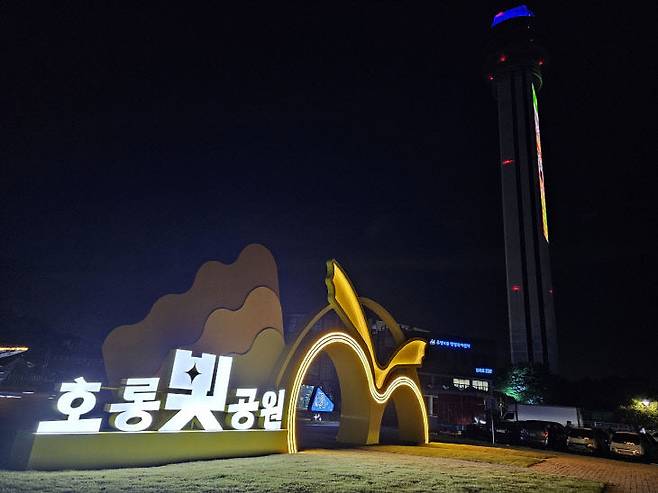 아산시 '호롱빛공원' 야간 전경