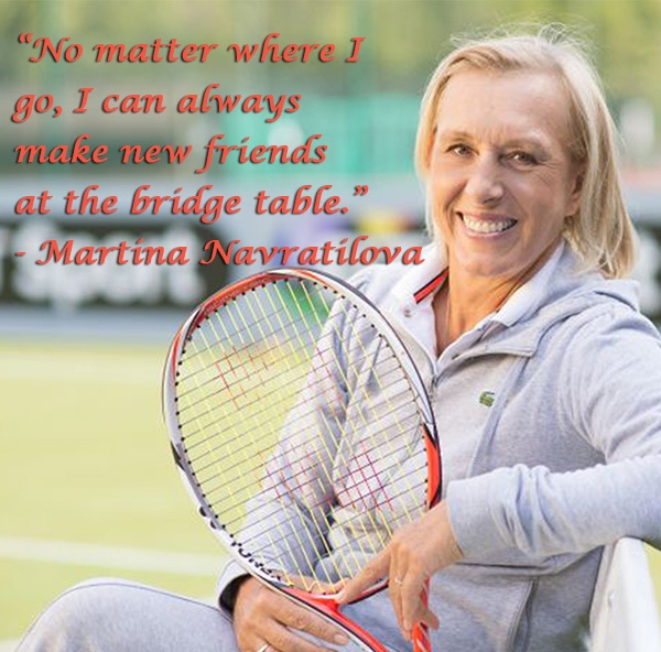 현역 선수 시절 브리지 게임으로 많은 도움을 받은 마르티나 나브라틸로바. 페이스북