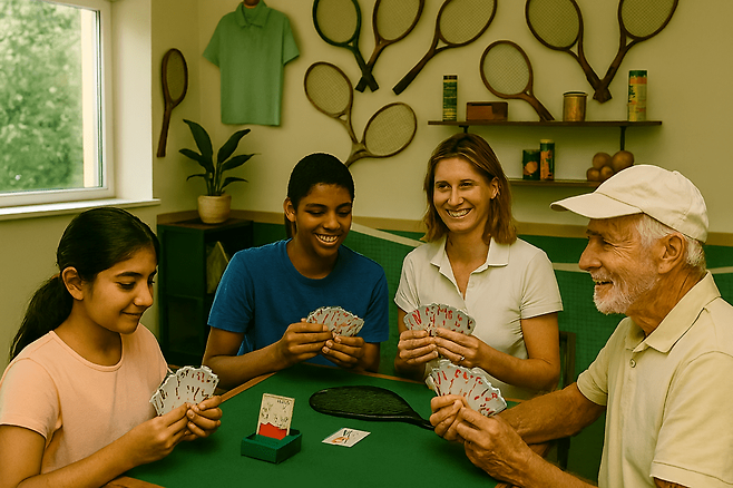 테니스클럽에서 브리지를 하는 장면. 코파일럿 합성