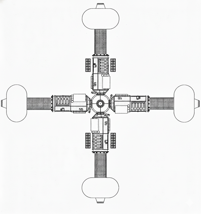 러시아 기업 에네르기아가 특허 상세문서에 삽입한 인공중력 생성 우주정거장 그림. 에네르기아 제공