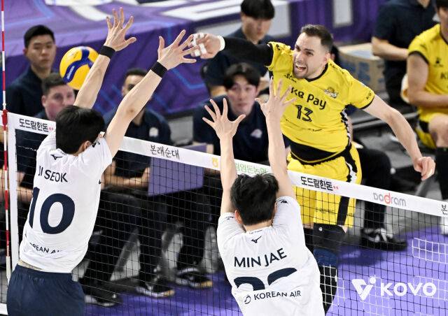 정지석과 비예나의 맞대결./KOVO