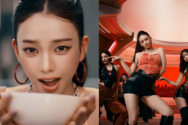농심 신라면 에스파 글로벌 광고 스틸컷. 농심 유튜브 캡처