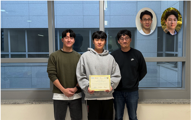 왼쪽부터 송민규 KAIST 박사과정생, 김재한 박사과정생, 손수엘 교수. 우측 상단 왼쪽부터 신승원 교수, 나승호 책임연구원. KAIST 제공