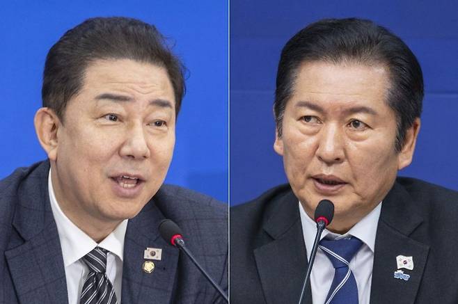 김병기 민주당 원내대표와 정청래 대표. 연합뉴스