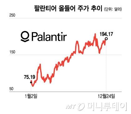 팔란티어 올들어 주가 추이/그래픽=윤선정