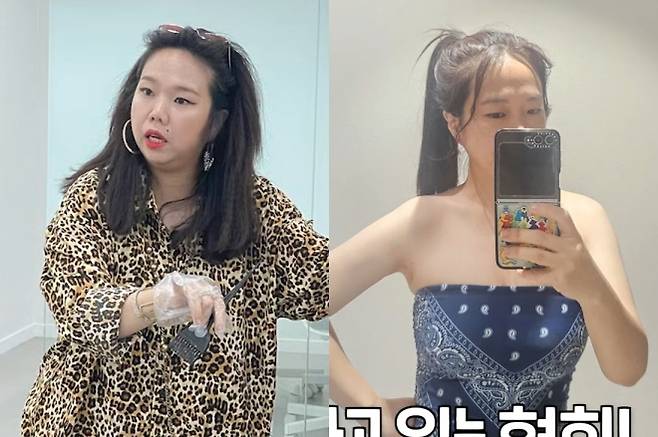 간헐적 단식과 식전 식초 음용 등 생활습관을 바꾼 뒤 체중 감량에 성공한 홍현희. 유튜브 ‘홍현희 제이쓴의 홍쓴TV’ 캡처