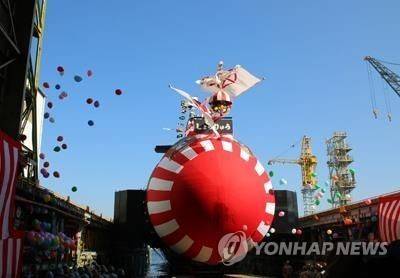 일본 가와사키중공업의 잠수함 진수식 [가와사키중공업 제공]