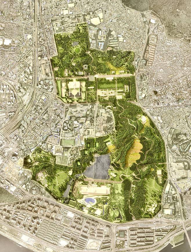 서울 용산공원은 인류세의 기후위기에 대응하는 녹색 인프라다. 용산공원 기본설계(안). 2018 West 8 제공