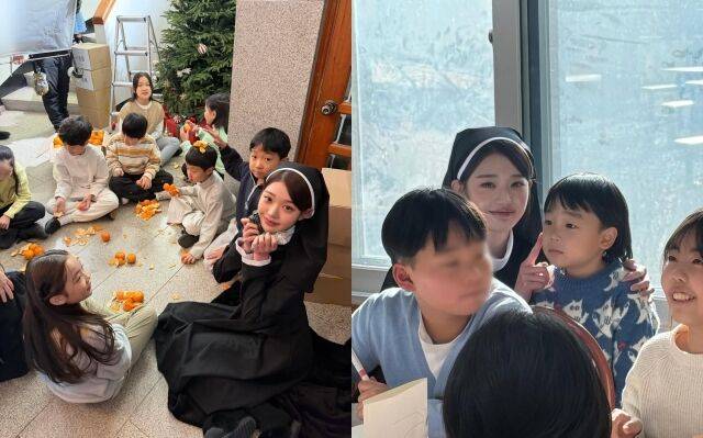 그룹 아이브 멤버 장원영이 아역 배우들과 즐거운 시간을 보내고 있다. / 장원영 인스타그램