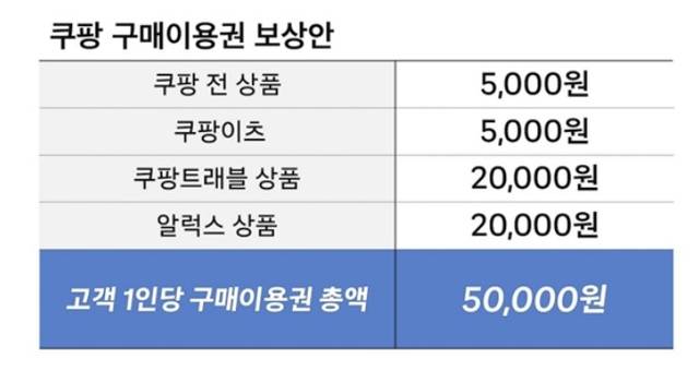 쿠팡 구매이용권 보상안. [쿠팡 제공]