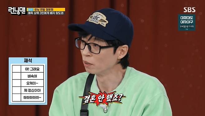 SBS 예능프로그램 ‘런닝맨’ 캡처