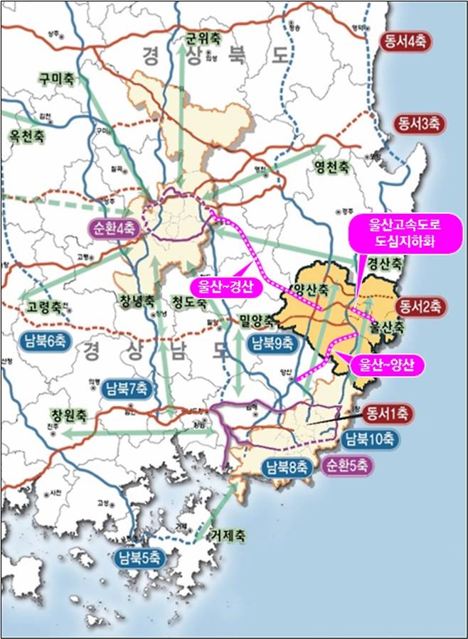 '제3차 고속도로 건설계획' 울산시 건의사업 위치도 [울산시 제공. 재판매 및 DB 금지]