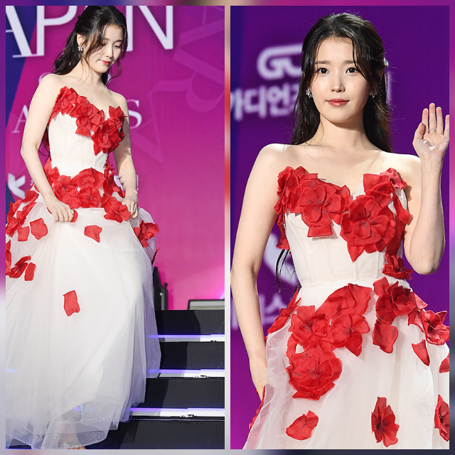 아이유가 레드카펫에서 ‘비율 착시’의 정석을 보여줬다. 사진=천정환 기자