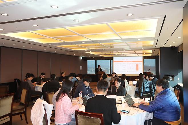 에임드바이오가 18일 서울 여의도에서 기자간담회를 개최했다. [에임드바이오 제공]