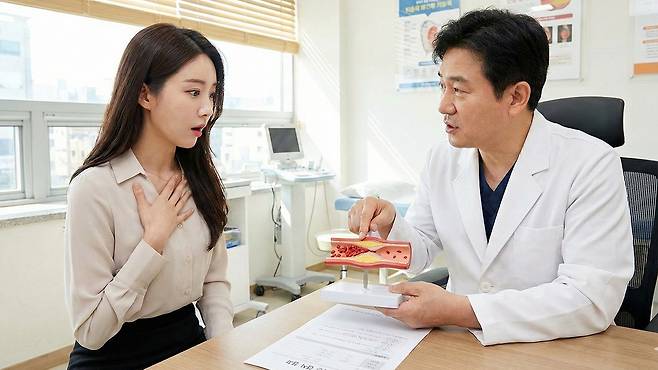 마른 사람도 생활습관이나 유전적 요인으로 고지혈증이 생길 수 있다｜출처: Gemini 생성