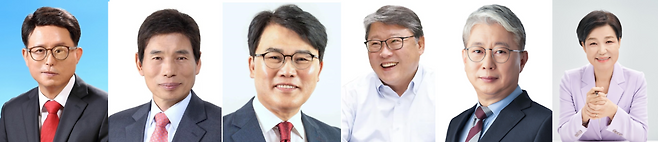 사진 왼쪽부터 배광식 북구청장, 이태훈 달서구청장, 이재만 전 동구청장, 조원진 우리공화당 대표, 조응천 전 국회의원(개혁신당), 이진숙 전 방송통신위원장.
