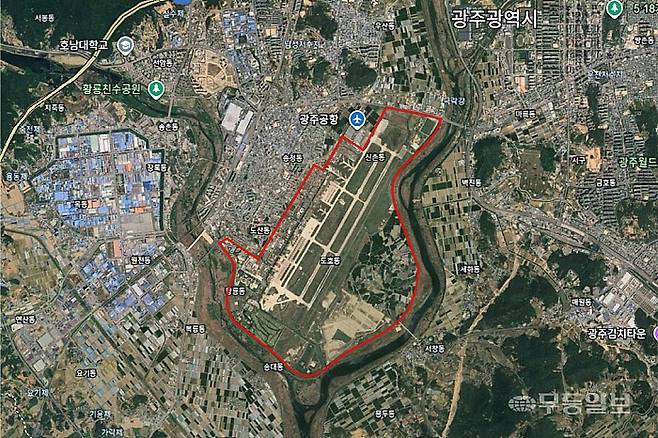 광주 군·민간공항 위치도. 광주시 제공