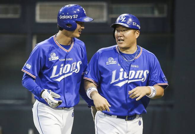 삼성에서 다시 만난 구자욱(왼쪽)과 최형우. 사진=삼성 라이온즈