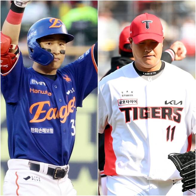 손아섭(왼쪽)과 조상우. IS 포토