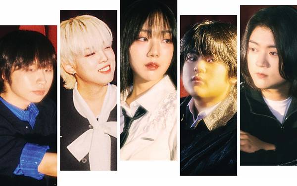 올해 국내 밴드신을 이끌며 서사를 확장해온 유다빈밴드는 최근 정규 2집 앨범 ‘CODA’를 발표했다. CODA 수록곡인 ‘커튼콜’은 경기리베라오케스트라가 현악 연주자로 등장해 눈길을 끌었다. 경기리베라오케스트라는 인재 양성을 목표로 하는 경기도 장애인 오케스트라다. 왼쪽부터 이준형(기타), 유명종(건반), 유다빈(보컬), 이상운(드럼), 조영윤(베이스). /MPMG 제공