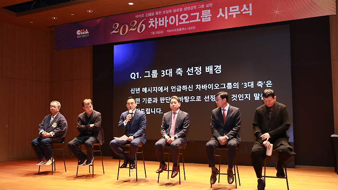 2일 경기 성남시 판교 차바이오컴플렉스에서 진행된 차바이오그룹 시무식 모습 (사진=차바이오그룹)