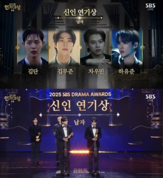 Recipients of the rookie award at the 2025 SBS Drama Awards (SBS)
