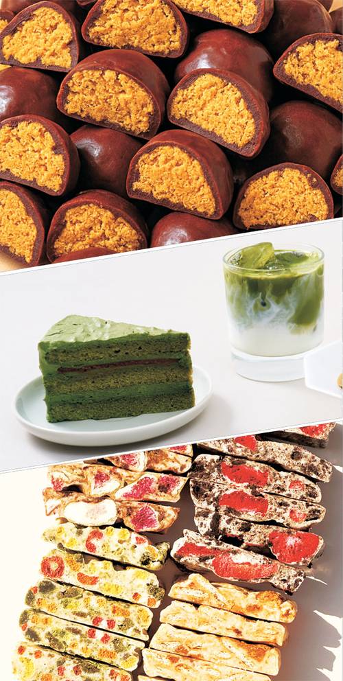 위부터 두바이 쫀득 쿠키, 말차를 활용한 디저트, 쫀득 쿠키.  몬트쿠키 제공·게티이미지뱅크