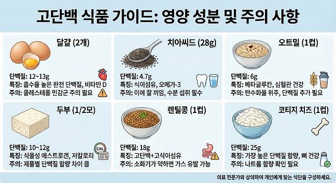 동물성 단백질(달걀, 치즈)과 식물성 단백질(콩, 두부, 오트밀)을 교차로 섭취하는 것은 장내 미생물 다양성을 확보하고 미량 영양소 결핍을 막을 수 있는 방법이다｜출처: Gemini