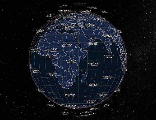 중국의 저궤도 군집위성인 쳰판 위성 배치도.