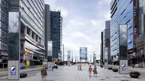 해운대구가 해운대해수욕장 진입로인 구남로에 높이 8m 미디어폴 14개와 해운대이벤트광장에 높이 30m 초대형 전광판을 설치하는 방안을 추진 중이다. 사진 해운대구