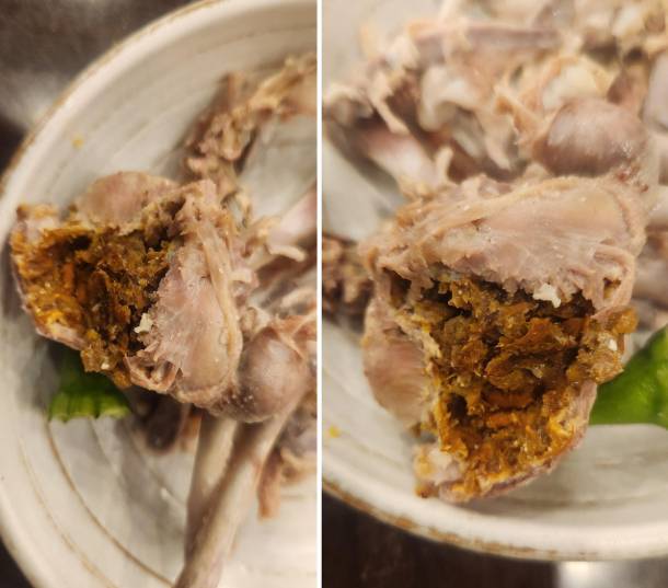 A picture of a chicken gizzard filled with waste that was uploaded on an online forum on Jan. 4. [SCREEN CAPTURE]